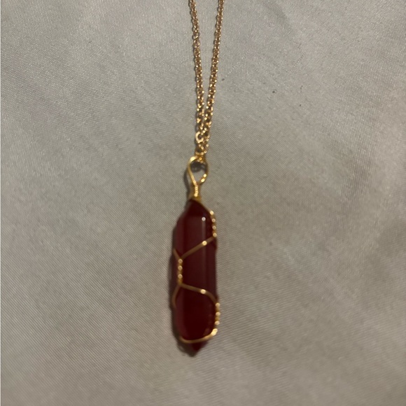 Elegant Gold and Red Pendant Necklace(Red Jasper) - Picture 1 of 3